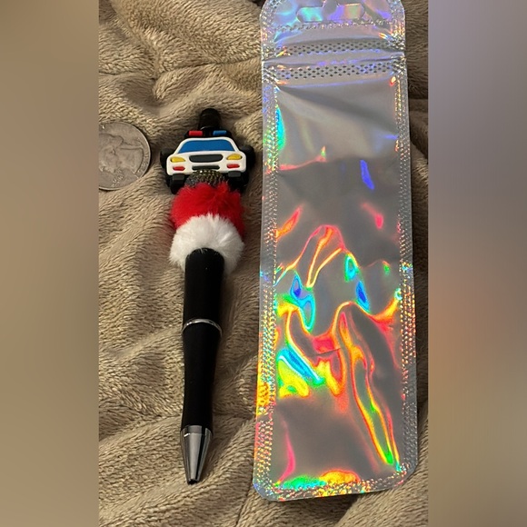 Handmade by my 4 year old grandson police car ink pen with beads - Picture 7 of 8